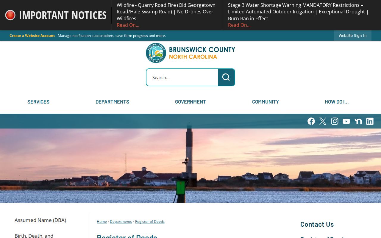Leland people search at the Brunswick County Register of Deeds
