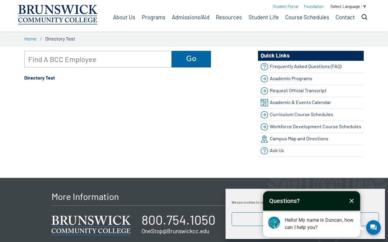 Leland people directories view of Brunswick Community College faculty and staff