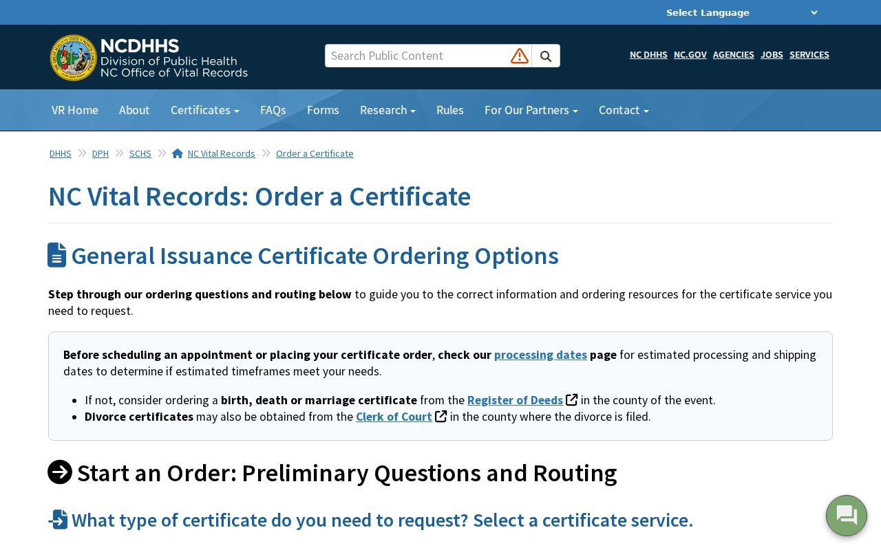 Leland public records certificate ordering choices from North Carolina Vital Records