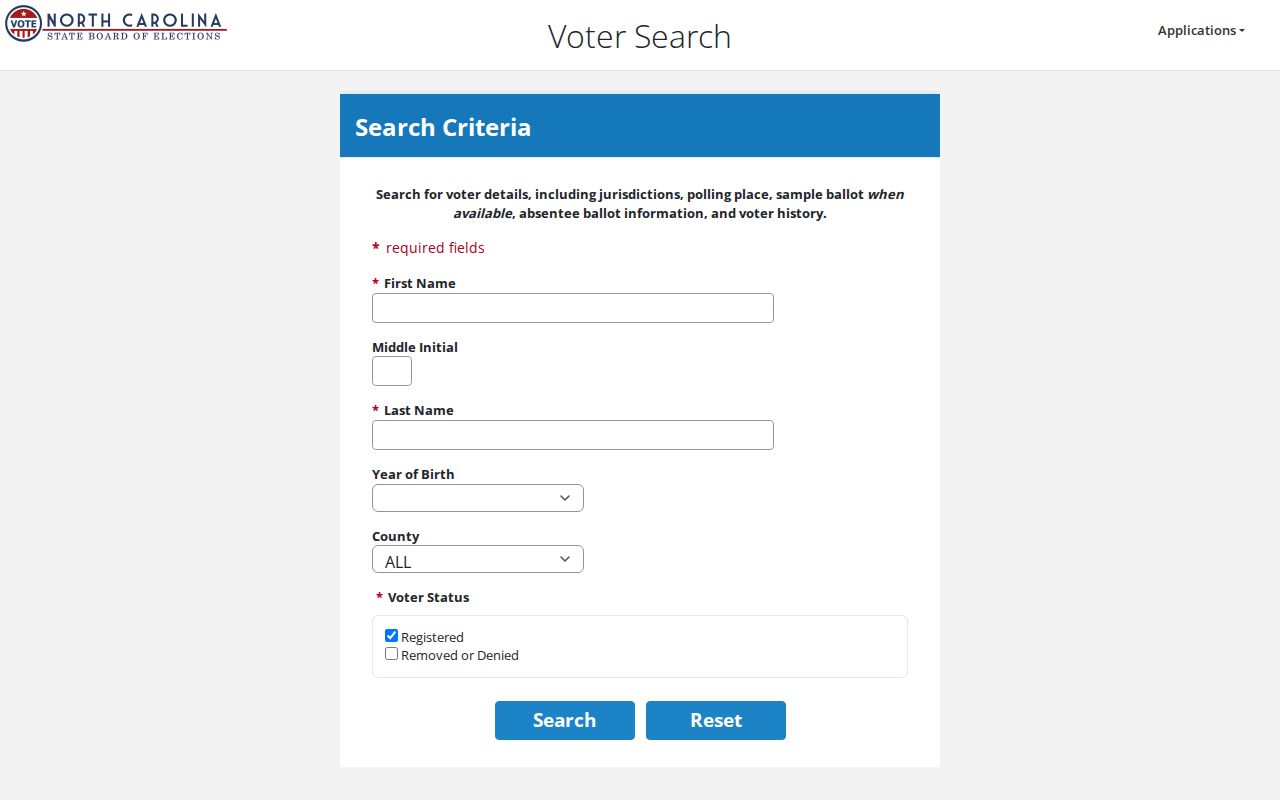 Leland voter records lookup name county and status fields